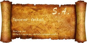 Sporer Antal névjegykártya